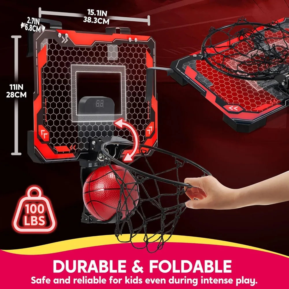 JOYFY Mini Indoor Basketballkorb, leuchtend, zum Aufhängen über der Tür, Basketballkorb für Kinderzimmer, Basketball, Geburtstags-, Weihnachtsgeschenke