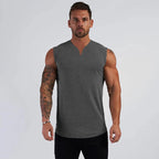 Sommer Baumwolle atmungsaktive V-Ausschnitt Tank Tops Fitnessstudio Workout Laufen Sport Ärmelloses Shirt Herren Fitness Bodybuilding Muskelbekleidung