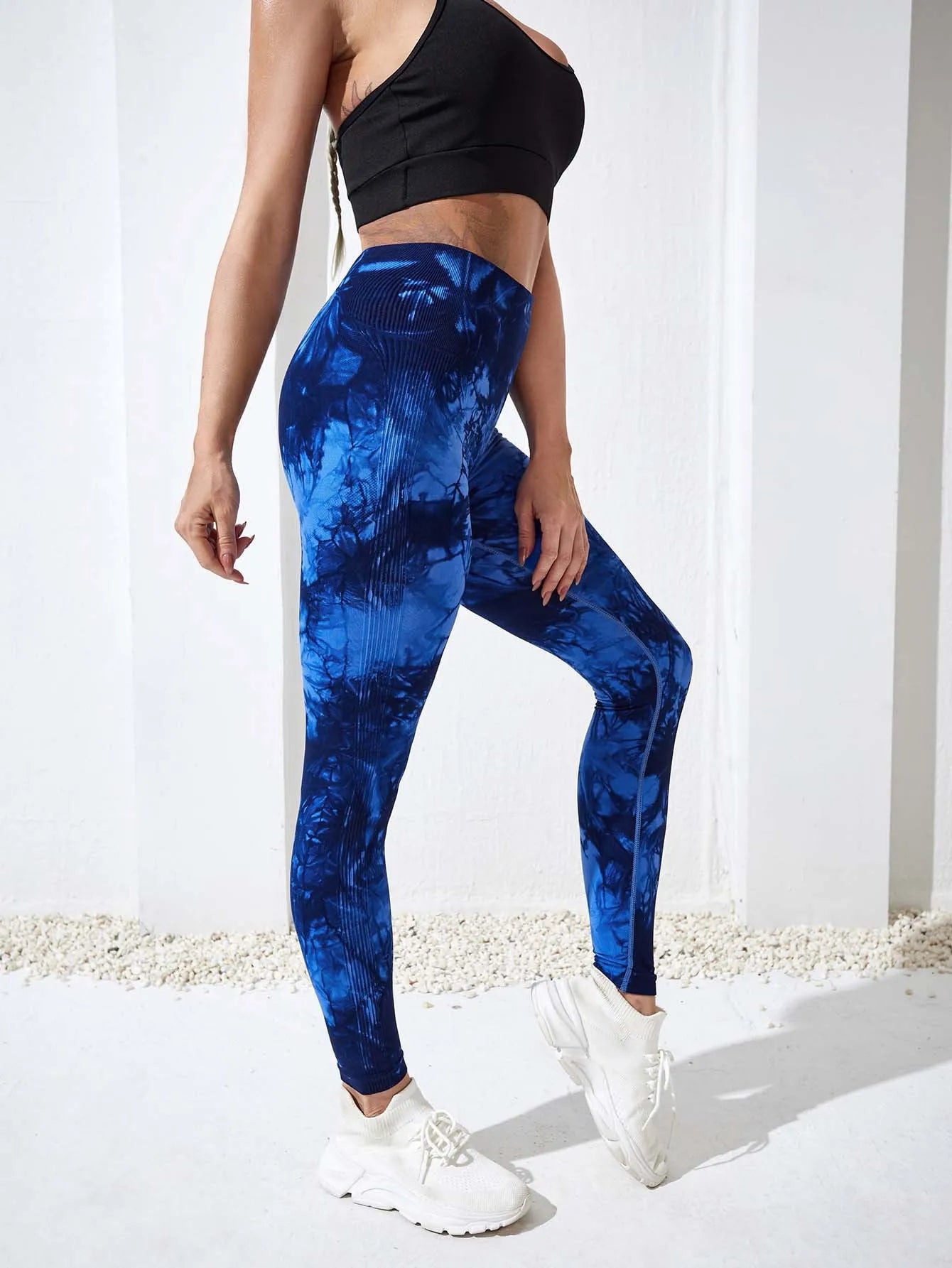Women's Tie Dye Nine Tenths Leggings High Waist Yoga Pants Soft Stretchy Workout Running Pants Breathable Comfortable