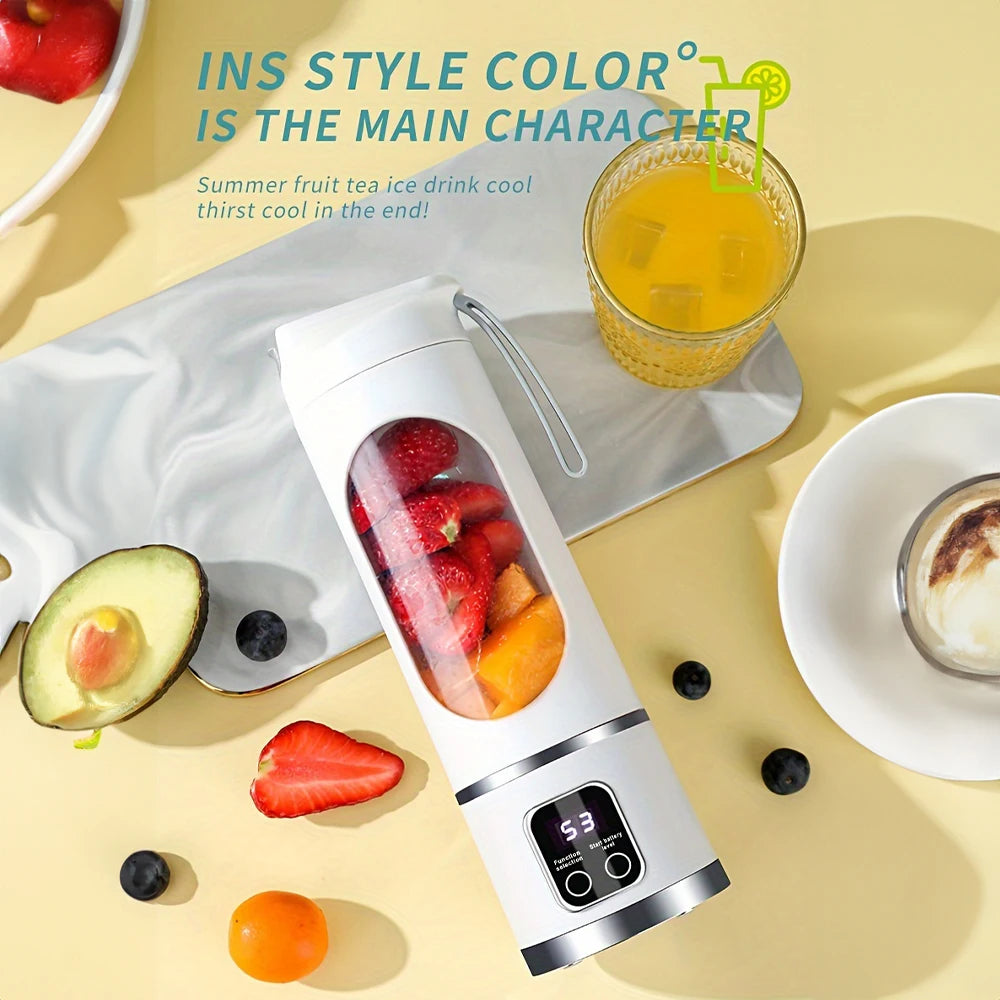 Portable Outdoor Electric Juicer 450ML  Digital Display Juice Cup USB Charging Mini Fruit Juicer