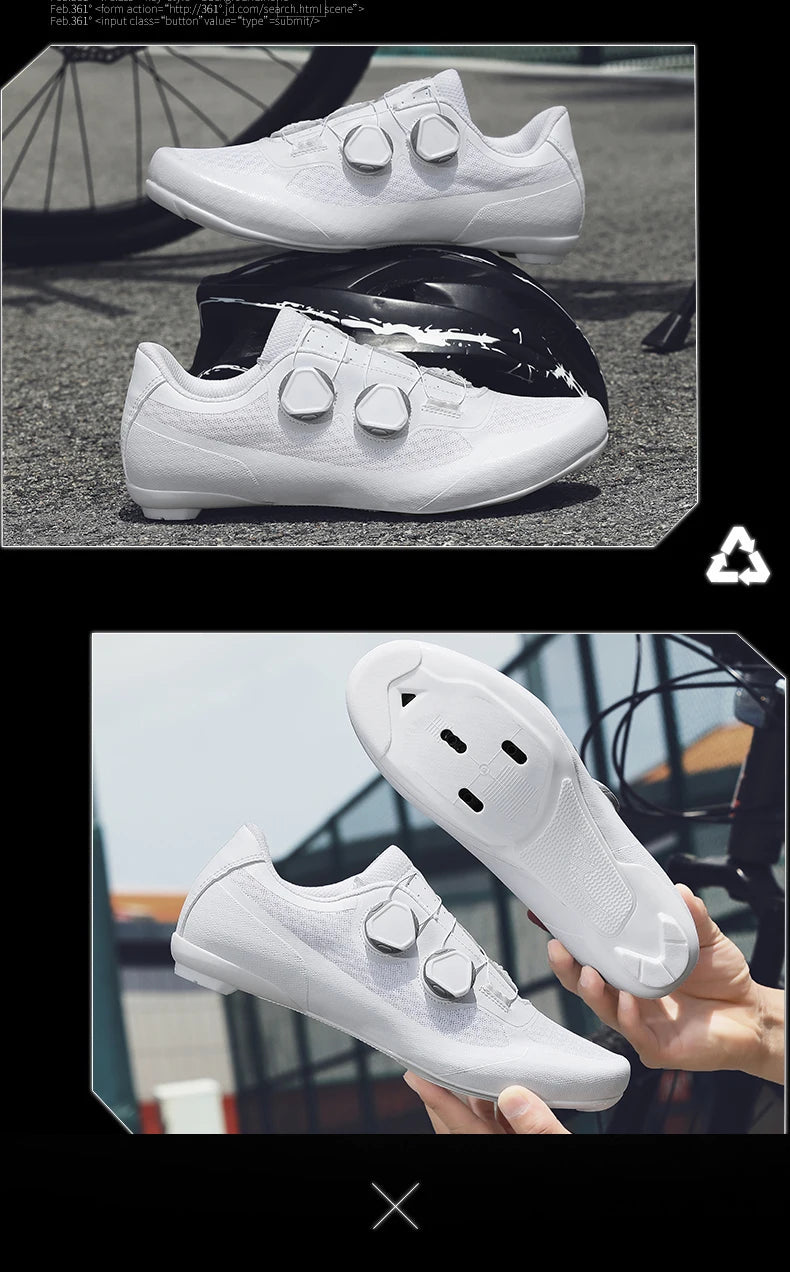 Speed Cycling Sneaker Herren Rennradschuhe Cleat-Schuhe SPD-Schuhe Fahrrad Flat Pedal Schuhe Herren Outdoor-Schuhe Weiß