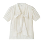 Blusen Hemden Damen Bluse Hemd Neu Sommer Schleifenkragen Stickerei Bluse Hemd Damen Oberteile Kurzarm Blusas Para Mujer Q4102