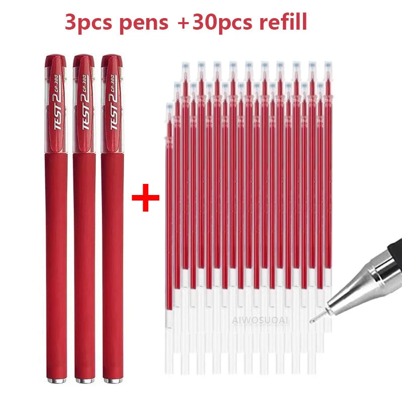 Gelstifte Set 0,5 mm Schwarz Blau Rot Nachfüllung Gelstift Rundspitze Schul- & Bürobedarf Schreibwaren Kawaii Zubehör Schreibwaren