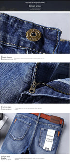 2024 Gerade, normale blaue Stretch-Jeans Frühling Herbst Herren Klassische Jeans Business Fashion Smart Jeans für Herren