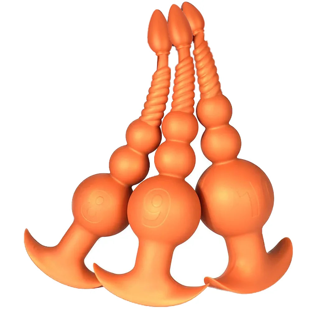 3-10cm Großer Analsex Plug mit Schwanz Sexspielzeug für Erwachsene Spiele Paare DIY Cosplay Großer Butt Plug Silikon Weich Lang Anal Beads Frauen