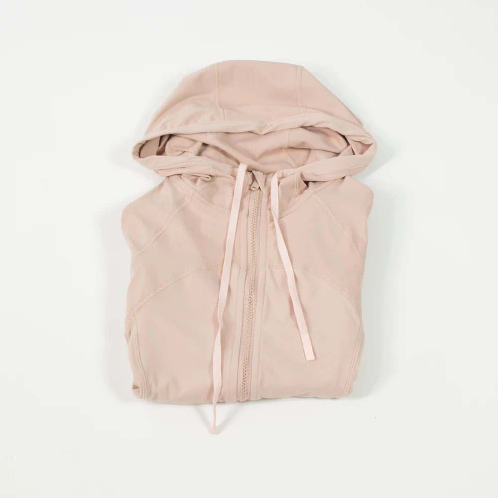 Damen Kapuzen-Sportanzug für Outdoor, Laufen, Fitness und Yoga, atmungsaktiv, lange Ärmel, Strickjacke