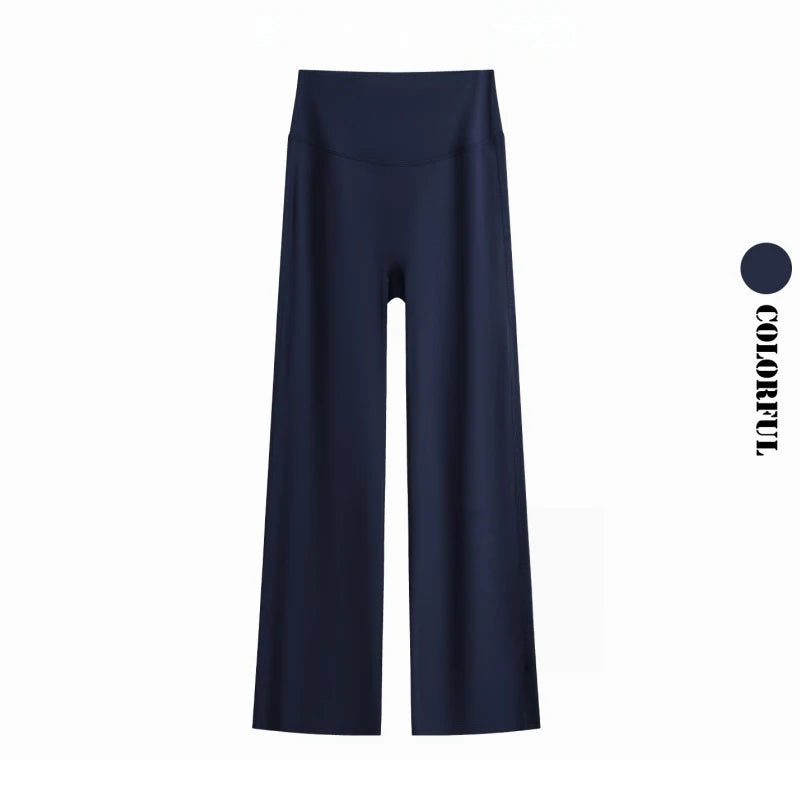 DRUR Damen High Waisted Capri 3/4 Yoga Leggings mit Bauchkontrolle Schlaghose für Fitnessstudio Laufen Tanz Sommer Neu