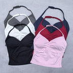 Verstellbares Sport-Neckholder-Oberteil Damen Rückenloses Gym-Top mit integriertem BH Yoga-Kleidung Ärmellose Shirts Workout-Outfits Tanktop