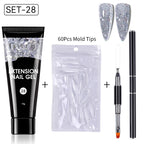 LILYCUTE 15ml Verlängerungsgel-Nagellack-Set Quick Nail Prolong mit Verlängerungsform-Nagelspitzen Acryl-Lösung Maniküre-Werkzeug-Kit