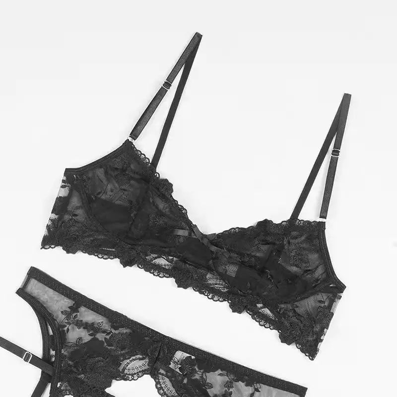 Neue Damen Dessous Set Spitze Stickerei Push Up BH Höschen Sets Tiefer V Ausschnitt Sexy Unterwäsche BHs Büstenhalter Dessous