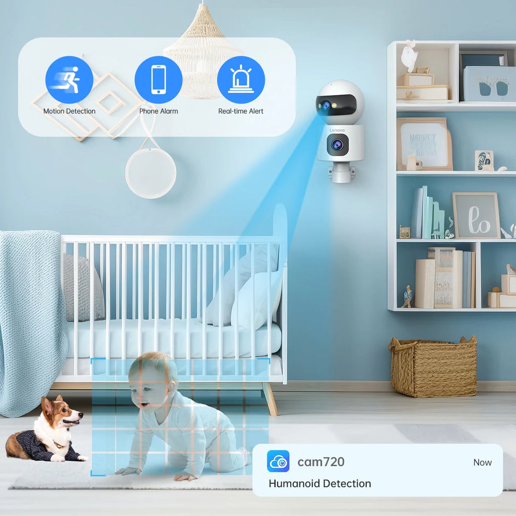 Lenovo 8MP HD IP Kamera Dual-Objektiv Babyphone 5X Zoom Farb-Nachtsicht Menschliche automatische Verfolgung Video Smart Home Kamera