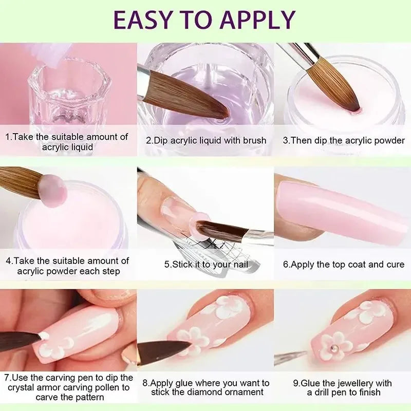 58-teiliges Mode-Nagelset, Kunstwerkzeuge, ein komplettes Set professioneller Nagelwerkzeuge, 42-Farben-Kristallpulver, zum Aufpressen von Nagellack und Klebstoff, Werkzeugsets Zweitbild