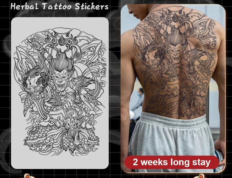 Magic Juice Tinte Wasserdichte Tattoo Aufkleber Große Größe Kräutersaft Temporäre Tattoos Männer Body Art Drache Tiger