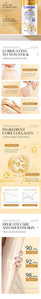 Kollagen Körperlotion zur Straffung & Hydratation – Intensive Feuchtigkeitspflege Anti-Aging-Haut für trockene, schlaffe Haut, Pflege 300g/Stück