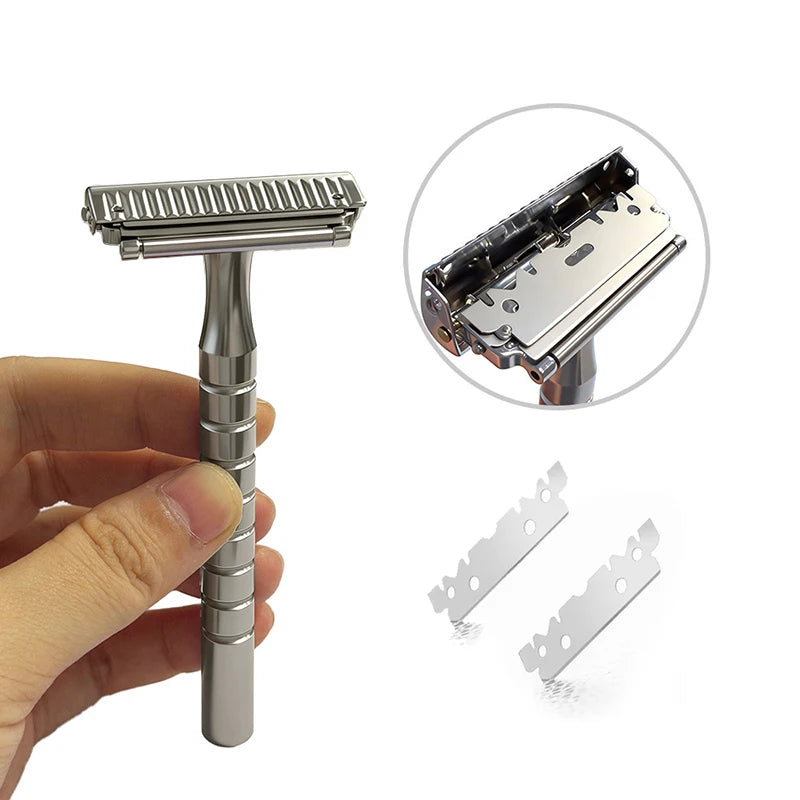 Shavcooo Glide Pro 4D Edelstahl Sicherheitsrasierer Umweltfreundlicher Dual-Halb-Rasierer für Herren und Damen Geschenkset mit Reiseetui
