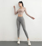 Cloud Rise Damen Yoga-Shirts Sport-Trainings-T-Shirt Sexy Mädchen Langarm-Bluse Fitnessstudio Fitness Crop Top Herbst Winter Sportbekleidung