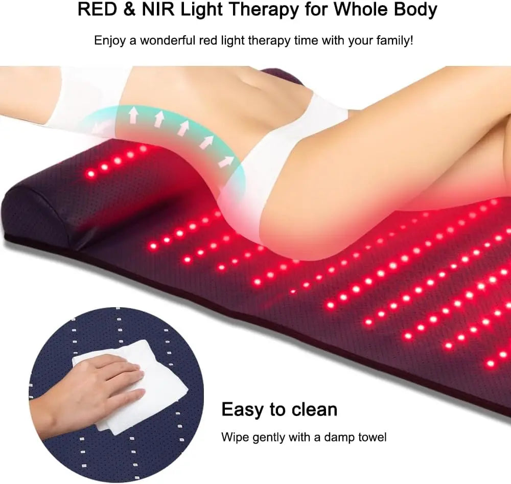 Red Light Therapy Mat with Neck Support Far Infrared for Neck Back Shoulder Knee Pain Relief Muscle Relax Home Use Spa Massager