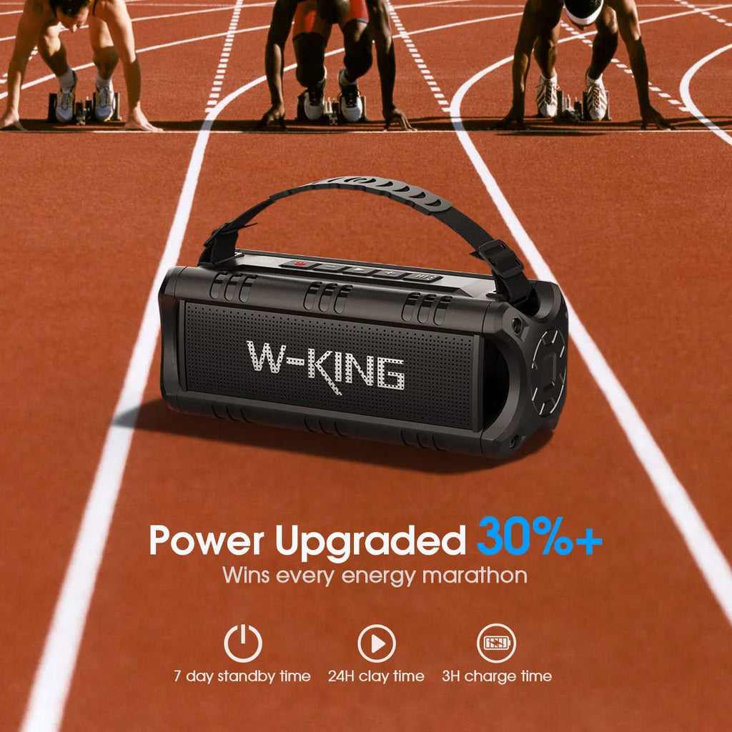 W-KING Bluetooth Lautsprecher, 30W Tragbarer Drahtloser Lautsprecher, IPX6 Wasserdichter Outdoor Lautsprecher, 24 Std. Wiedergabezeit, EQ, AUX, TF Karte