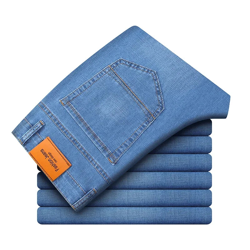 Herrenhose Büro Business Jeans Herren Klassische Blau Schwarz Baumwolle Stretch Straight Denim Hose Herren Marken Hosen