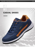YRZL Herrenschuhe Frühling Herbst Wasserdichte Wandersneaker Freizeit Herren Ledersportschuhe Rutschfeste Tennisschuhe für Herren