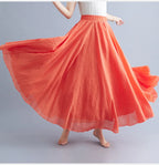 Neue 2020 Damen Leinen Baumwolle Lange Röcke Elastische Taille Plissierte Maxi Röcke Strand Boho Vintage Sommer Röcke Faldas Saia
