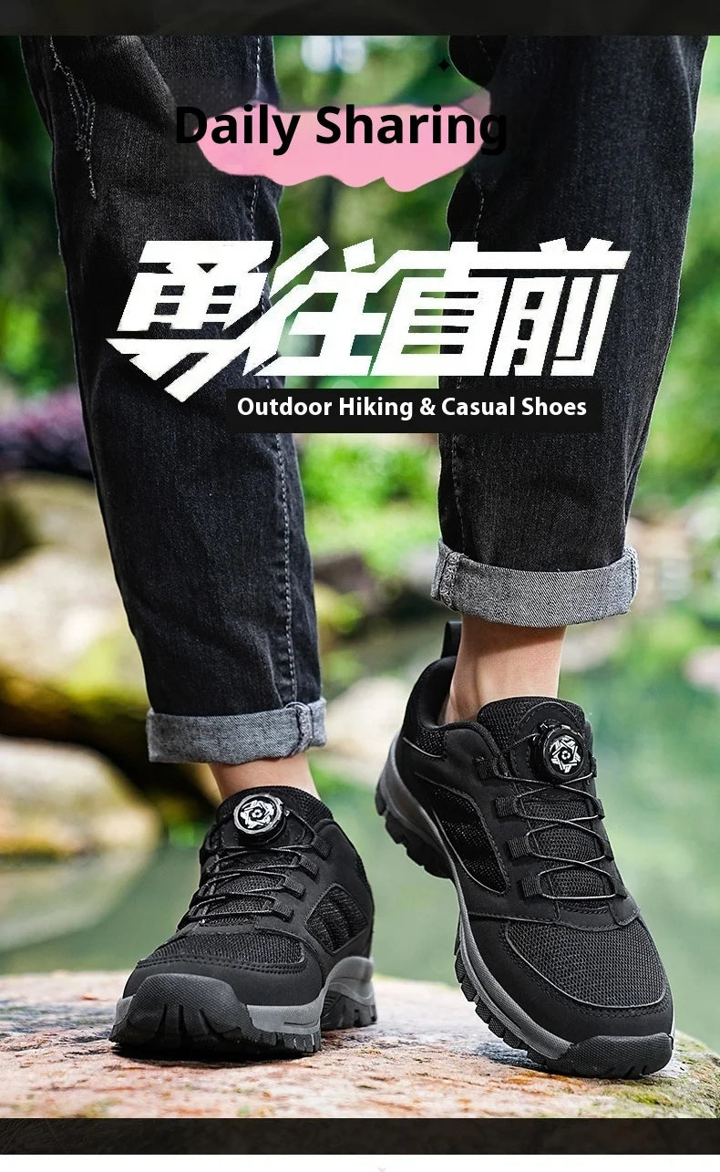 Herren-Outdoor-Sportschuhe für Frühling und Herbst mit drehbarer Schnalle, bequem, rutschfest, Wanderschuhe, große Größen 39–48