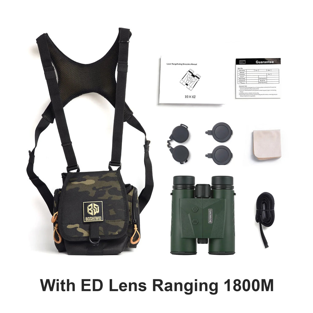 BOSHIWEI 10x42 HD Fernglas mit Laser-Entfernungsmesser IPX7 Wasserdicht Ergonomisches Design für lange Betrachtungs- und Messzeiten im Freien