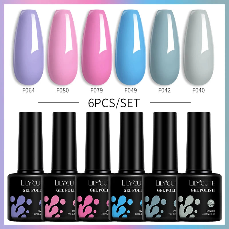 LILYCUTE 7ML 6PCS Neon Gel Nagellack Set fluoreszierend Farbwechsel Semi Permanent Soak Off Maniküre-Kit Nail Art Gel