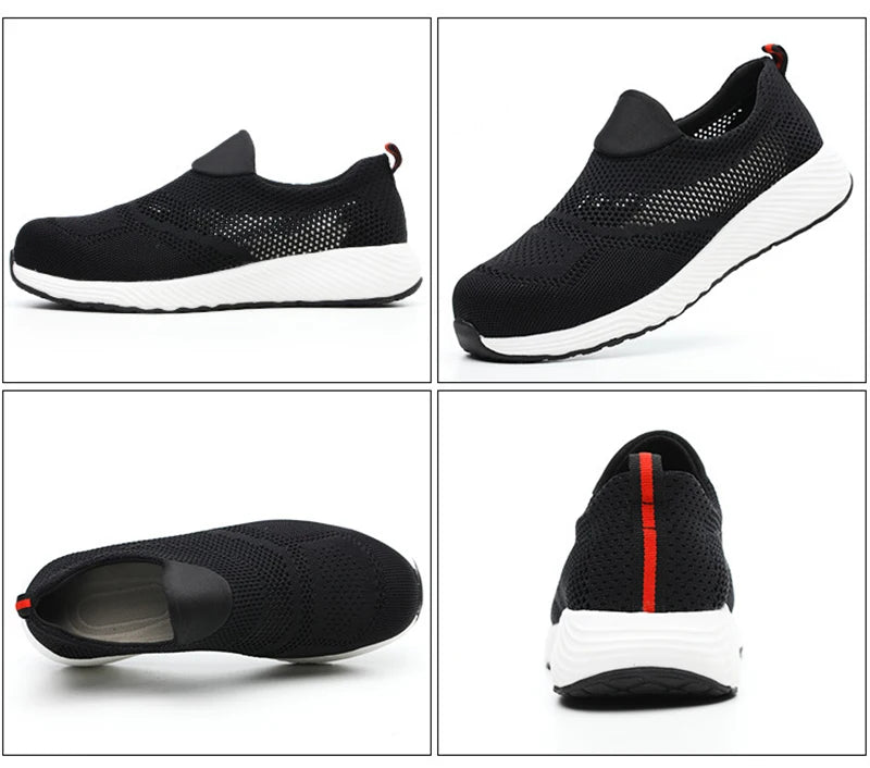 Sommer Mesh Leichte Arbeitssneaker Stahlkappe Schutzarbeitsschuhe Herren Damen Atmungsaktive Bauschuh Arbeitsstiefel Herren