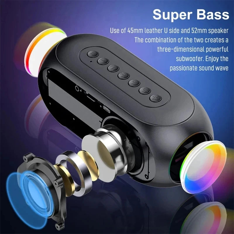 Radiowecker FM Bluetooth Lautsprecher Tragbarer Subwoofer Caixa De Som Sound Box Musik Drahtlose Mini Tieftöner Bocina Lampensäule