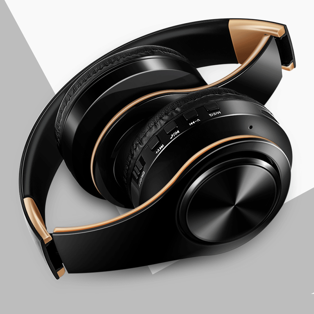 Herren Geschenk Gold Wireless Kopfhörer Bluetooth Kopfhörer Stereo Headset Spiel mit eingebautem Mikrofon, universell für Android und iOS