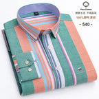100 % Baumwolle Oxford Herrenhemden Langarm Kariert Weich Regular Fit Festliches Hemd Tasche Sozial Bluse Herrenkleidung S-7XL