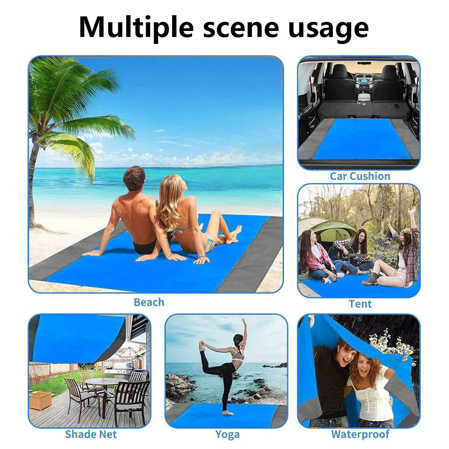 200 * 210 cm Sanddichte Stranddecke Wasserdichte Strandmatte Tragbare leichte Picknickdecke Campingmatte für Reisen Wandern Sport