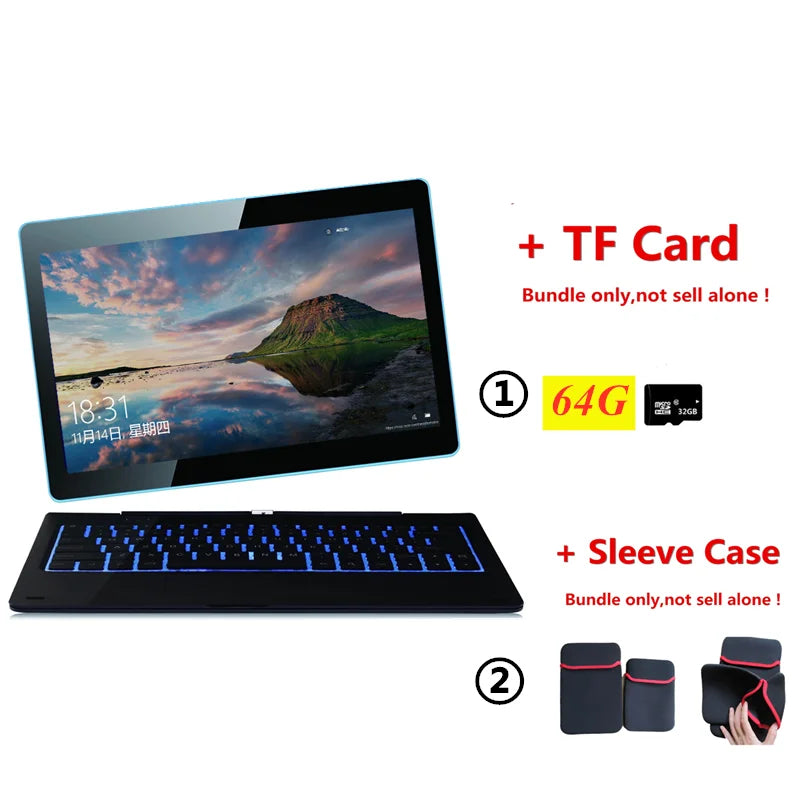 11,6" Windows 10 Tablet PC 2GB DDR + 64GB Z3735G CPU 1366*768 IPS-Bildschirm Quad Core G12 Dual-Kamera 2-in-1 mit Docking-Tastatur
