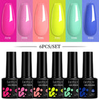 LILYCUTE 7ML 6PCS Neon Gel Nagellack Set fluoreszierend Farbwechsel Semi Permanent Soak Off Maniküre-Kit Nail Art Gel