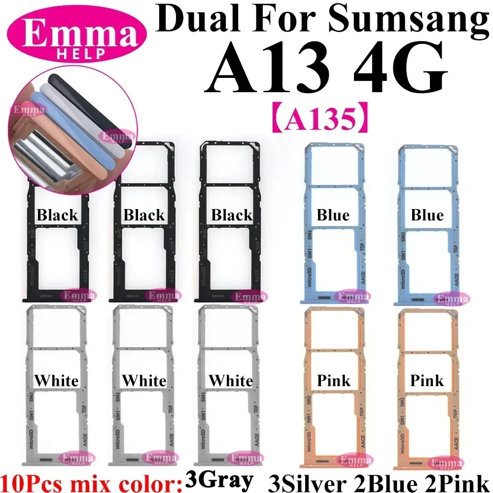 10Pcs Dual-Karten-Telefon-SIM-SD-Kartenfach für Samsung Galaxy A14 A24 A34 A54 A13 A23 A33 A53 A73 SIM-Kartenhalter-Adapter-Schublade