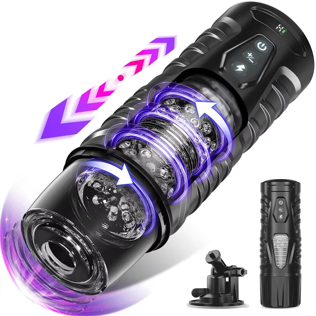 Teleskopische Rotation Männlicher Masturbator Becher Vagina 7 Stoßende Masturbationsbecher Sexspielzeug für Männer Automatischer Kolbenmasturbator
