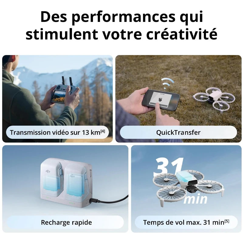DJI Flip Kameradrohne mit 4K UHD Kamera unter 249g 3-Achsen Gimbal Stabilität 44000ft/13km Videoübertragung Original