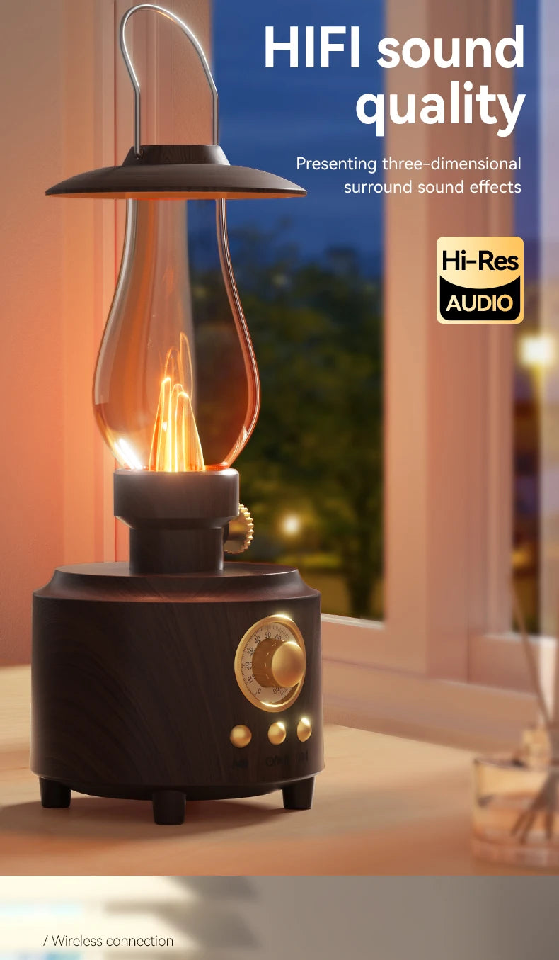 Retro Lampen-Stil Kabelloser Bluetooth-Lautsprecher mit Tragbarem FM-Radio und USB-Anschluss Bluetooth 5.3 Geeignet für Camping, Heimdekoration