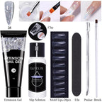 LILYCUTE 15ml Verlängerungsgel-Nagellack-Set Quick Nail Prolong mit Verlängerungsform-Nagelspitzen Acryl-Lösung Maniküre-Werkzeug-Kit