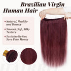 Weinrot #99J Remy Echthaar Weave 16-28 Zoll lang, seidig glatt, unbehandeltes reines brasilianisches Haar, Haartressen-Extensions für Frauen