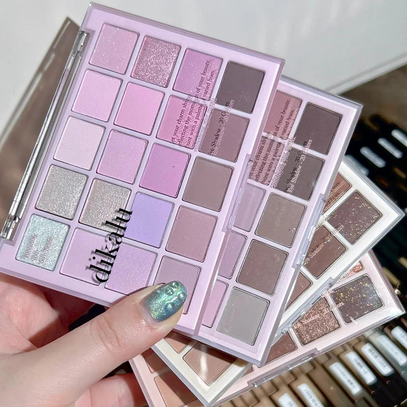 DIKALU 20-Farben Koreanische Lidschatten-Palette mit geringer Sättigung Matt Wasserfest Braun Rosa Lidschatten-Palette Langanhaltendes Tages-Make-up