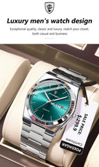 POEDAGAR Luxus Herrenuhren Wasserdicht Leuchtende Datumsanzeige Wochentag Herrenuhr Edelstahl Casual Mode Quarz Herren Armbanduhr Reloj