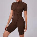Damen-Trainingsanzug Fitness-Workout Sportkleidung Outfit Reißverschluss-Jumpsuit Yoga Fitness Overall Set Offene Rücken Bodysuits Anzug für Damen