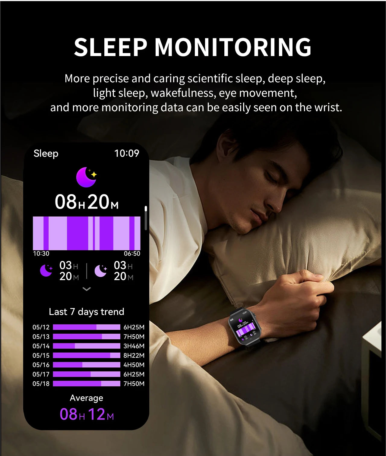 LIGE Neue 2,2-Zoll 3D Gebogenes Display Smartwatch Mit LED-Licht Thermometer Gesundheitsmonitor Smartwatch BT Anruf Sport Fitness Uhr