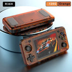 BOYHOM Grünes R36H Retro-Videospielkonsole 3,5 Zoll IPS-Bildschirm RK3326 3000 mAh Offenes Linux-System Tragbarer Player 64GB 128GB