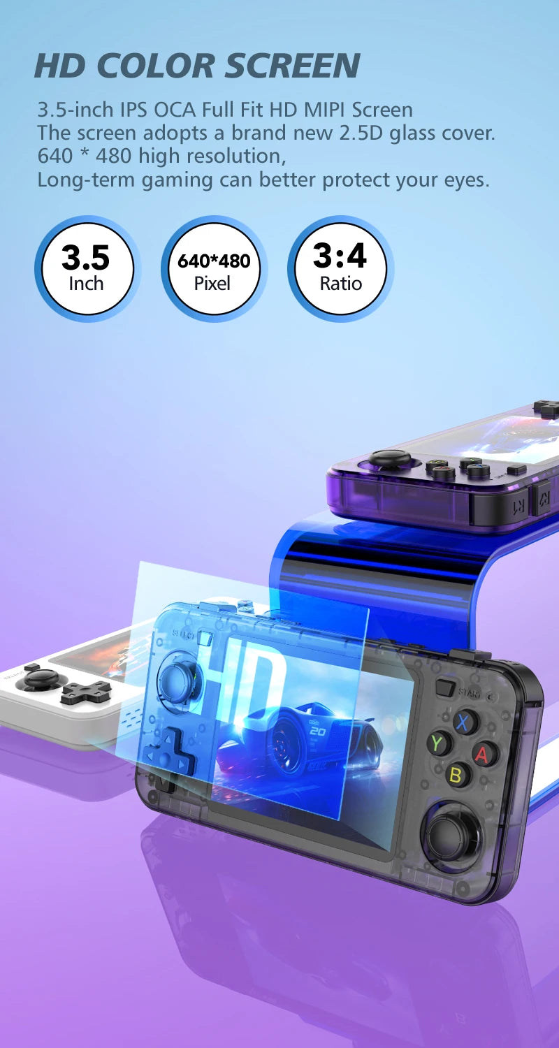 R36H ARKOS Retro Handheld-Spielekonsole Tragbarer 64G 128G Pocket-Videoplayer 3,5 Zoll IPS-Bildschirm R36S quer Kindergeschenk