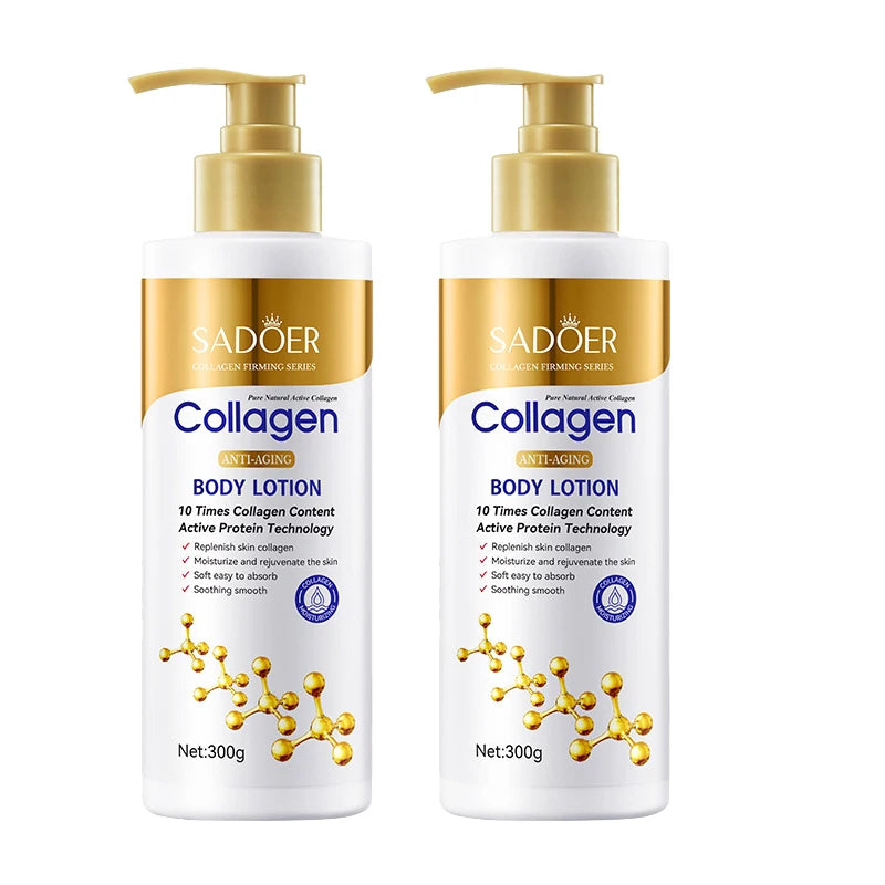 Kollagen Körperlotion zur Straffung & Hydratation – Intensive Feuchtigkeitspflege Anti-Aging-Haut für trockene, schlaffe Haut, Pflege 300g/Stück