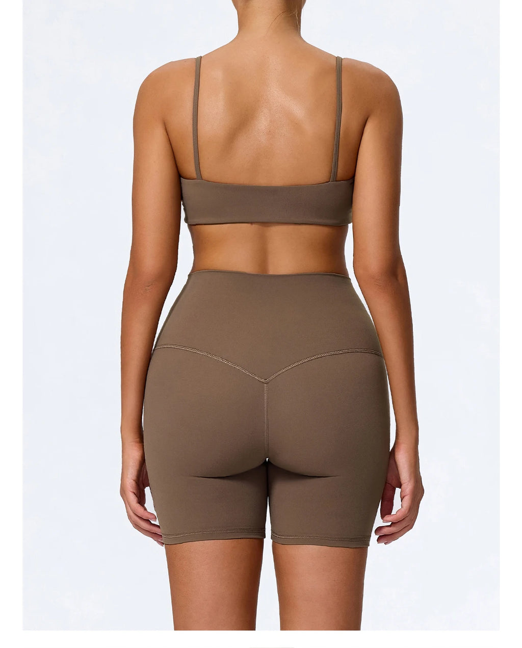 Hearuisavy Sommer Superweiches 2-teiliges Damen-Sportshorts-Set atmungsaktives Fitness-Yoga-BH Freizeit-Push-Up-Workout-Crop-Top