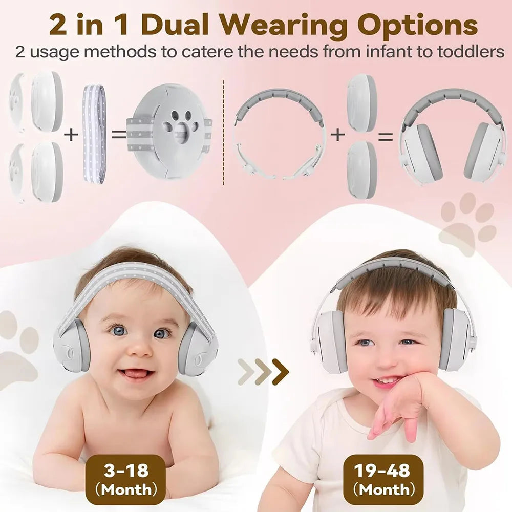 Baby-Kopfhörer mit Geräuschunterdrückung, Schlaf-Schalldämmung, Sicherheit, Lärmreduzierung, Ohrenschützer für Babys mit rutschfestem Band